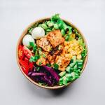 bowl of salads and meat